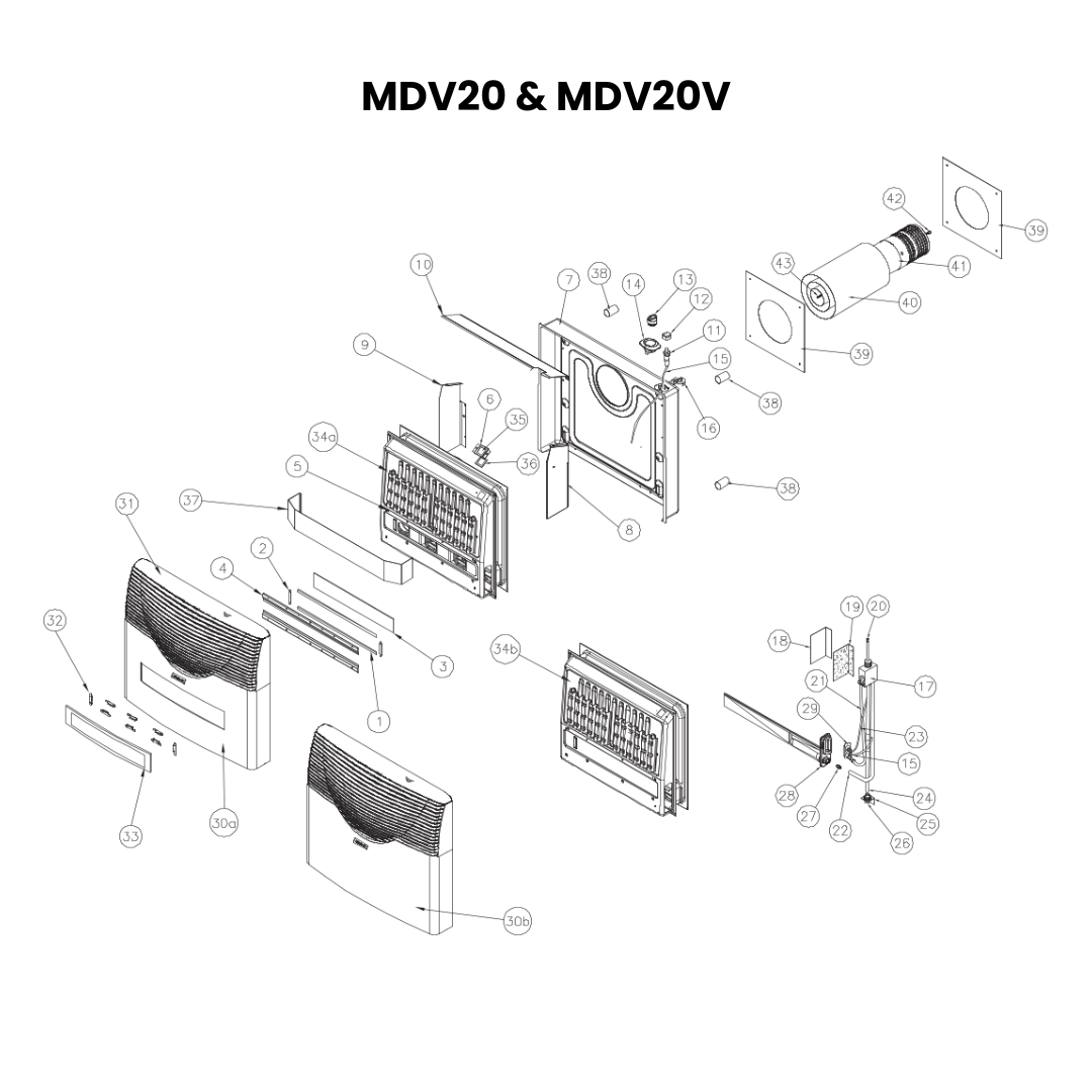 Plaque de montage extérieure de remplacement pour chauffage mural à ventilation directe Martin MDV MDV8–12
