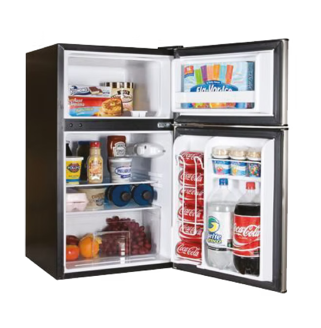 Solstice 87SS de SolFreeze - Réfrigérateur/congélateur solaire haute efficacité 12/24 V CC de 88 litres (3,1 pi³), 2 portes avec serrure