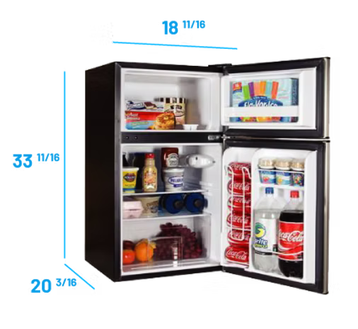 Solstice 87SS de SolFreeze - Réfrigérateur/congélateur solaire haute efficacité 12/24 V CC de 88 litres (3,1 pi³), 2 portes avec serrure