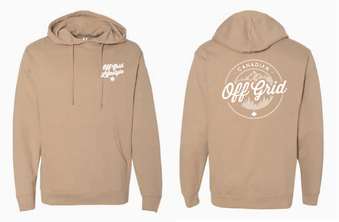 Canadian Off Grid Lifestyle Hooded Sweatshirt Tan - Canadian Off Grid