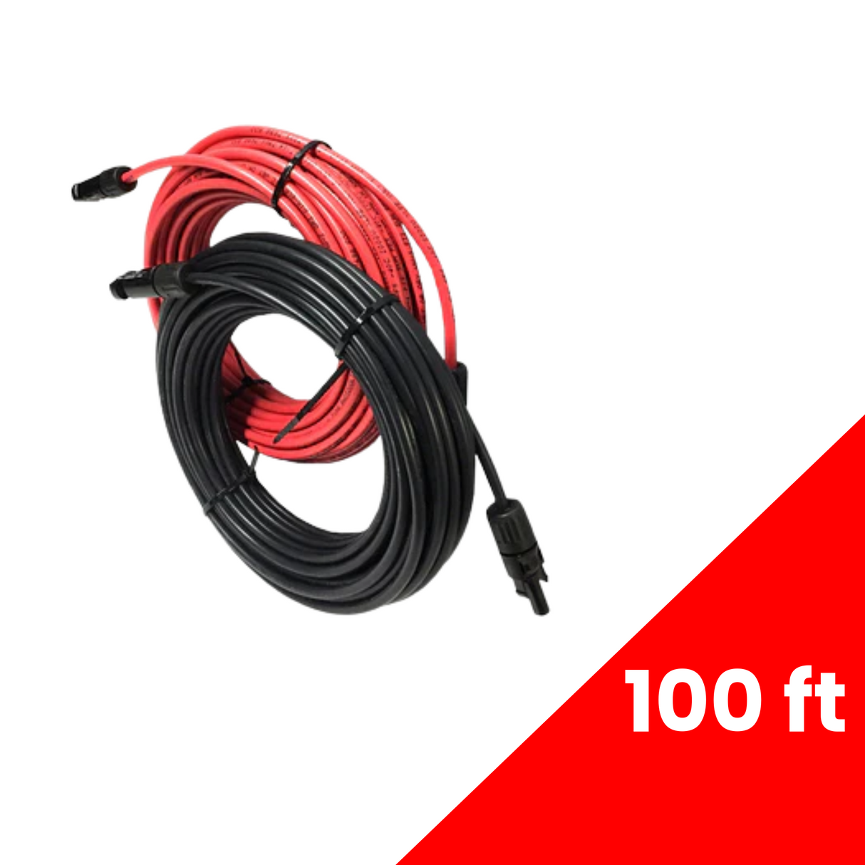 Solar PV 10 AWG Cable Kit (Red/Black) - 100 ft - Canadian Off Grid