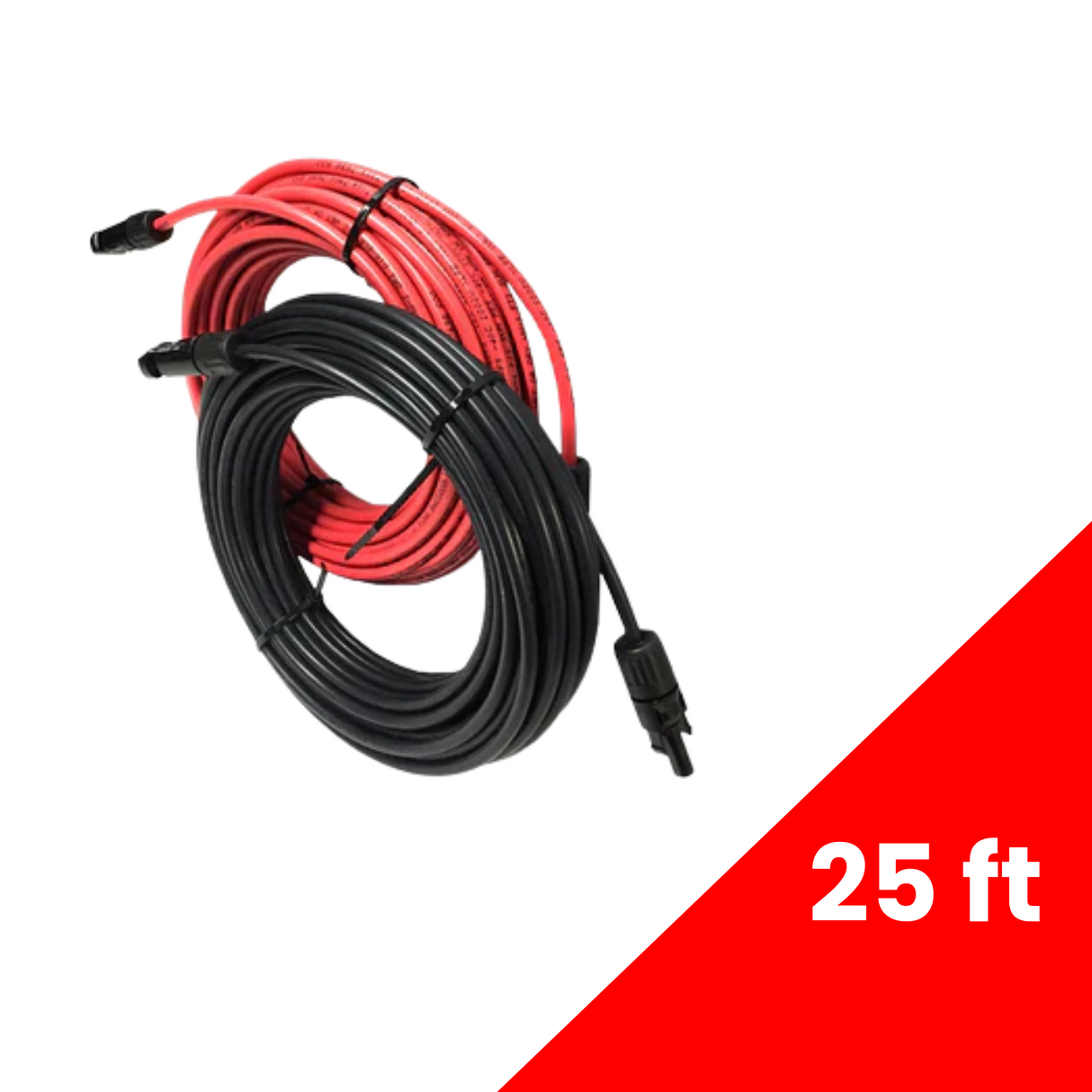 Solar PV 10 AWG Cable Kit (Red/Black) - 25 ft - Canadian Off Grid