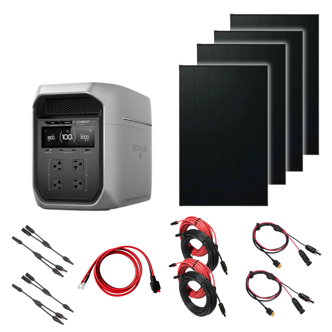 EcoFlow Delta 3 Max Plus All-in-One Solar Power Upgrade Bundle (Great for 12V Unique & Solstice Fridges/Freezers, RV, Camping, 48V Appliances)