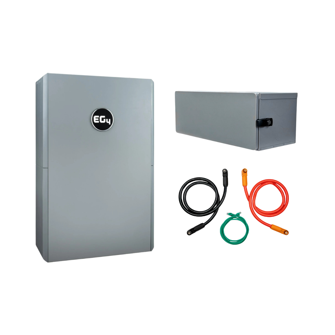 Batterie murale EG4 tous temps 14,3 kWh 280 Ah | 51,2 V avec boîte de raccordement et câbles de mise en parallèle pour batterie de 280 Ah