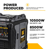 BE Power BE10500IT Tri-Fuel 10,500 Watt Digital Inverter Generator With 2 Wire Start
