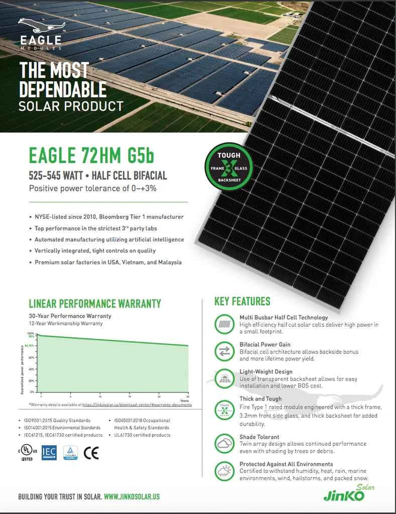 Jinko 540W Bifacial Solar Panel - JKM540M-72HL4-TV